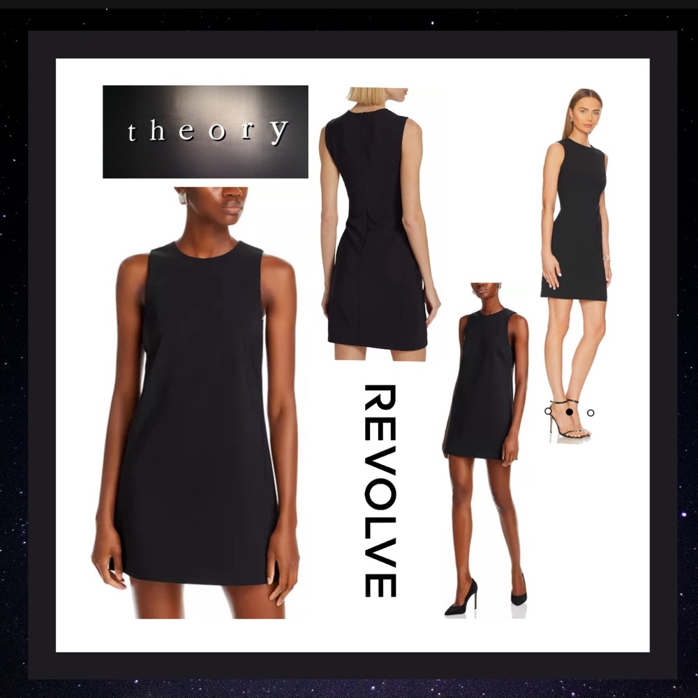 NWT Theory Nantalree Prosecco Sheath Dress in Solid Black Size P